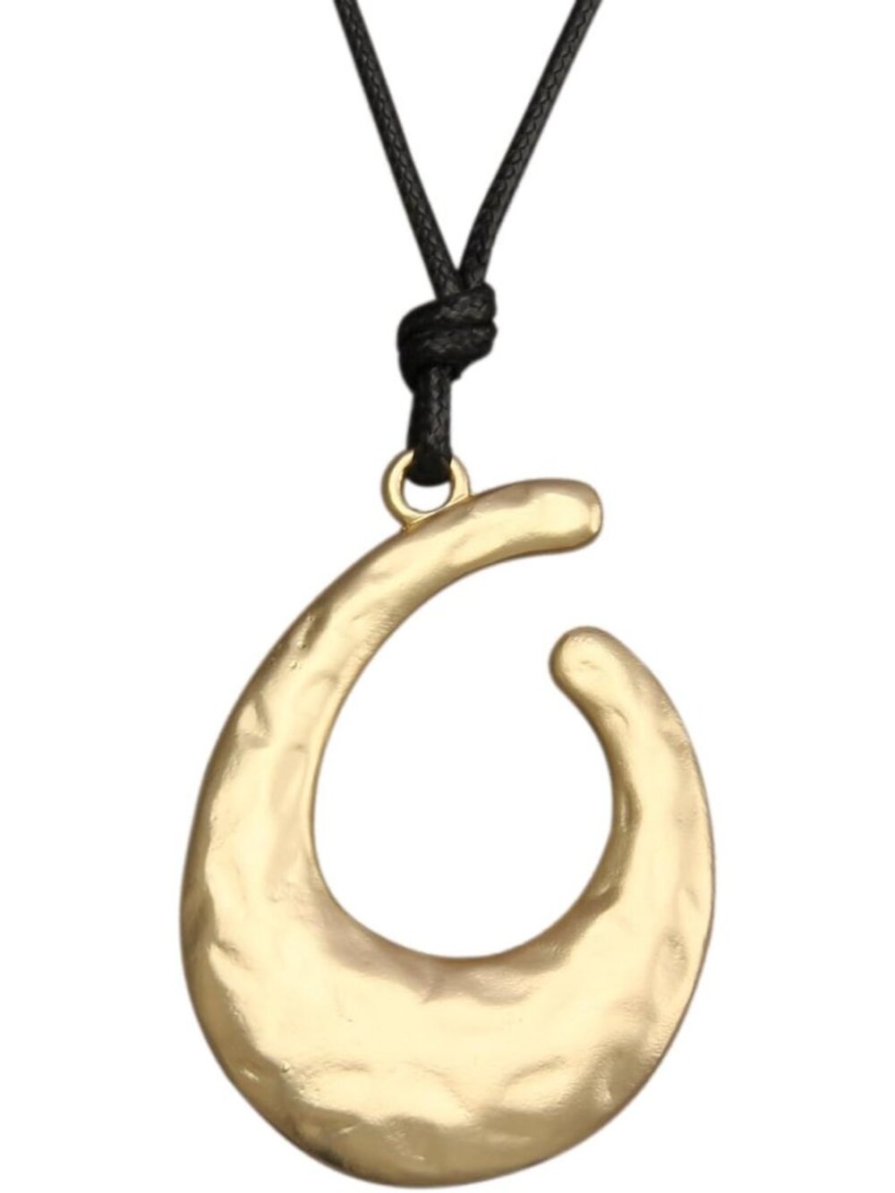 Women's Bohemian Textured Gold Open Teardrop Loop Pendant Necklace Gift Item